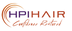 Logo of HPI Hair and the tagline 'confidence restored.'