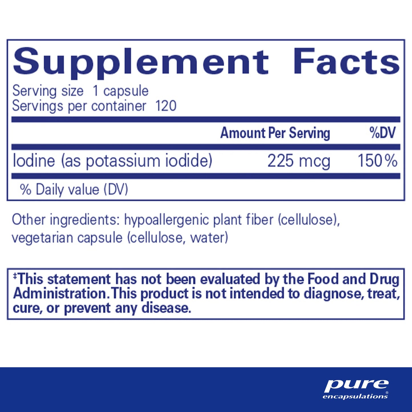 Pure Encapsulations - Iodine (potassium iodide) 120's