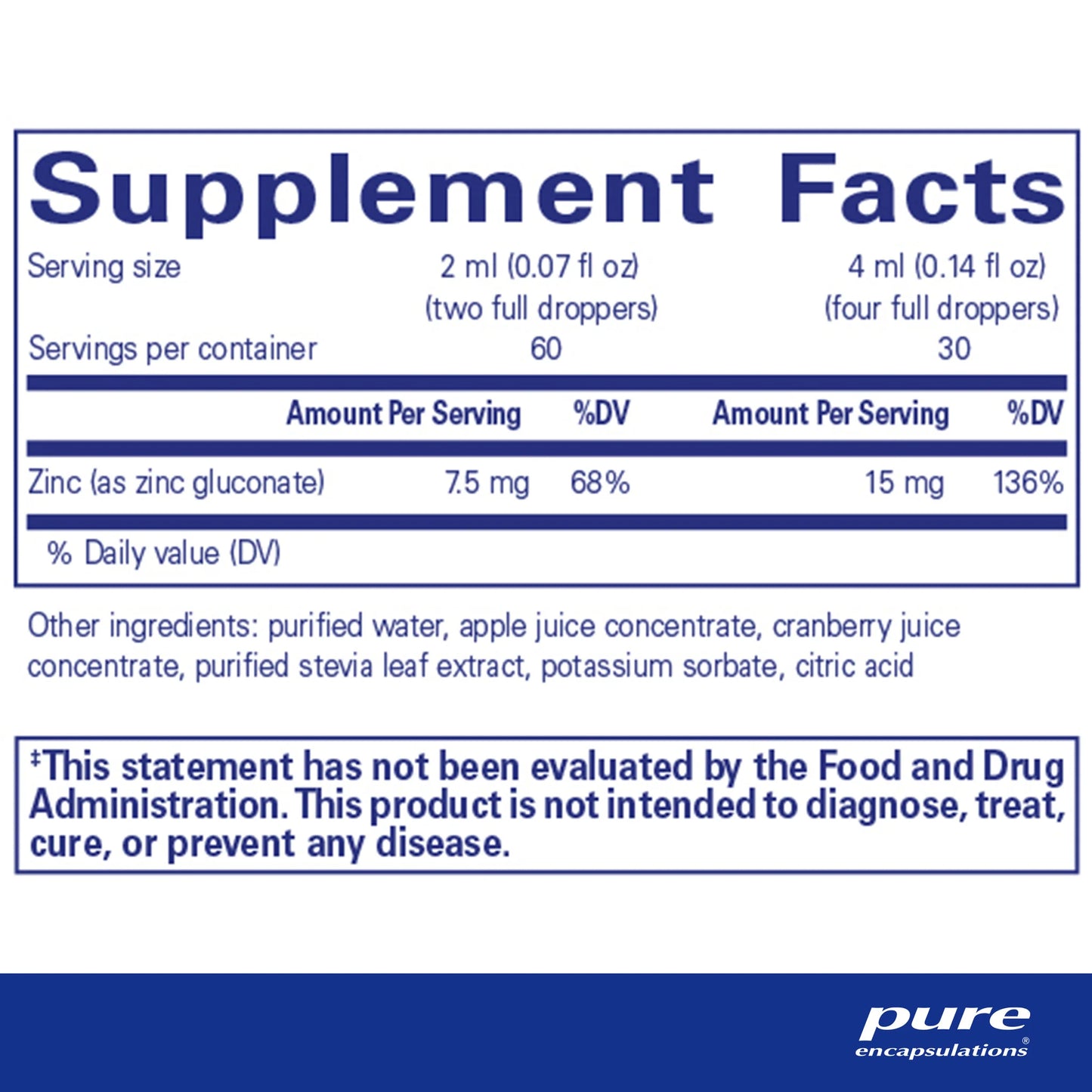 Pure Encapsulations - Zinc liquid 15 mg